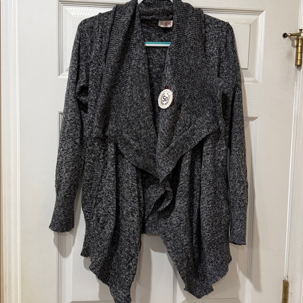 Kohl's Dark Gray Open-Front Draped Cardigan